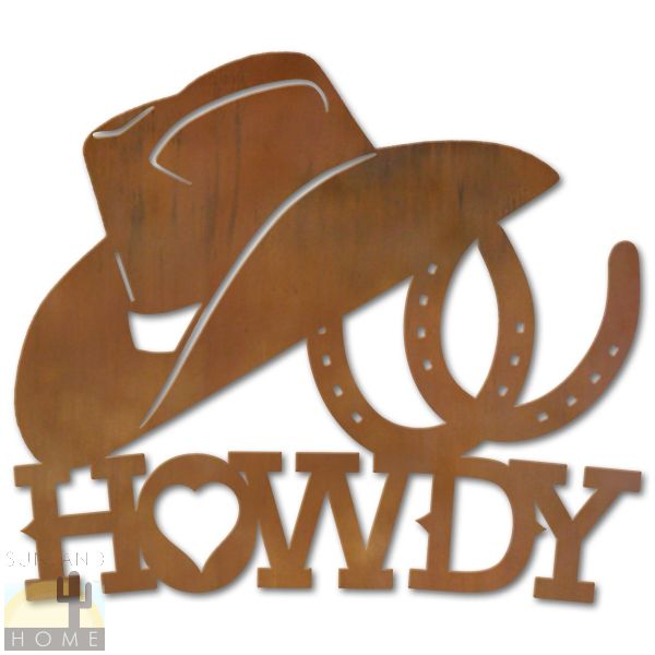 600705 - Heart Cowboy Hat Metal Howdy Sign Wall Art