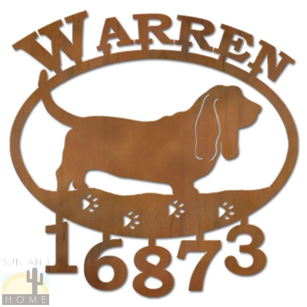 600801 - Basset Hound Dog Custom Name and House Numbers