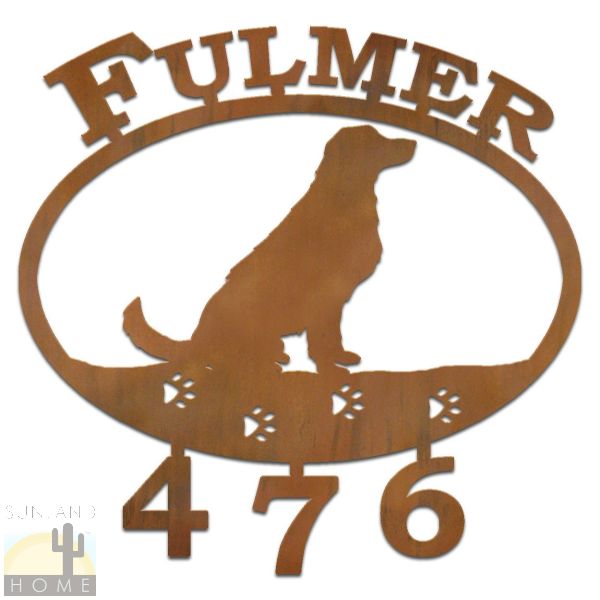 600810 - Golden Retriever Custom Name and House Numbers