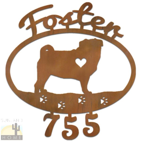 600817 - Pug Dog Breed Custom Name and House Numbers