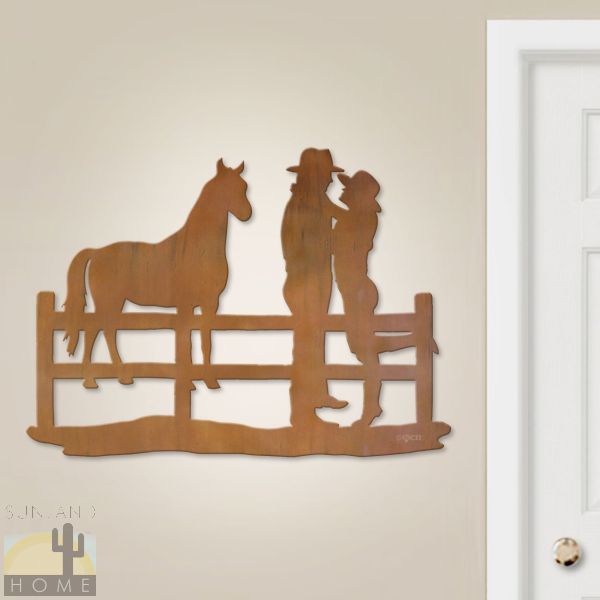 601010 - 36in Cowboy and Cowgirl Large Metal Wall Art