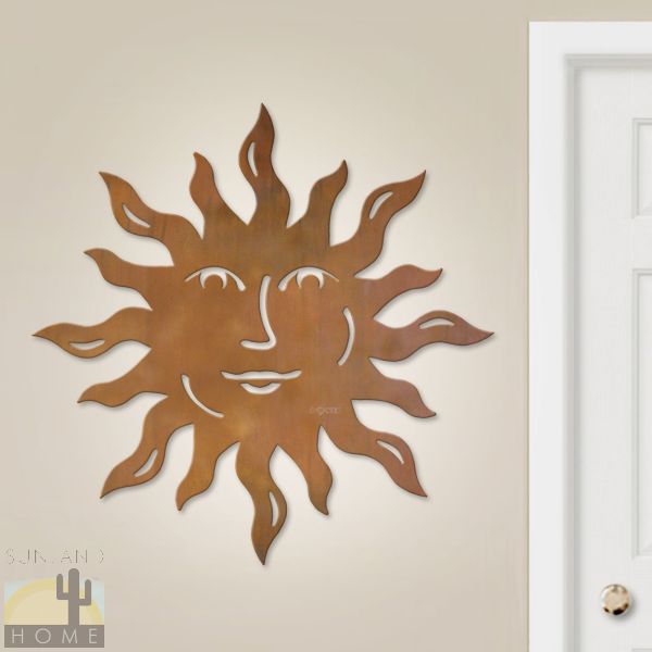 601015 - 36in Happy Sun Face Large Metal Wall Art