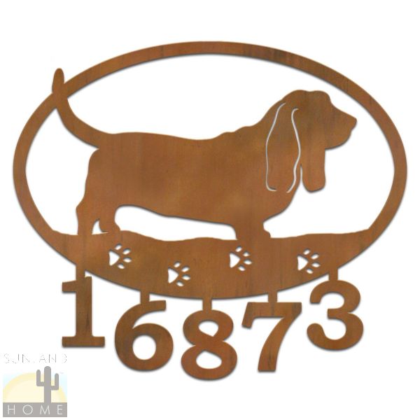 601101 - Basset Hound Dog Custom House Numbers Wall Art