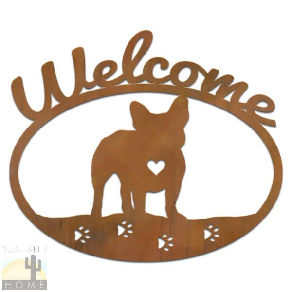 601208 - French Bulldog Metal Welcome Sign Wall Art