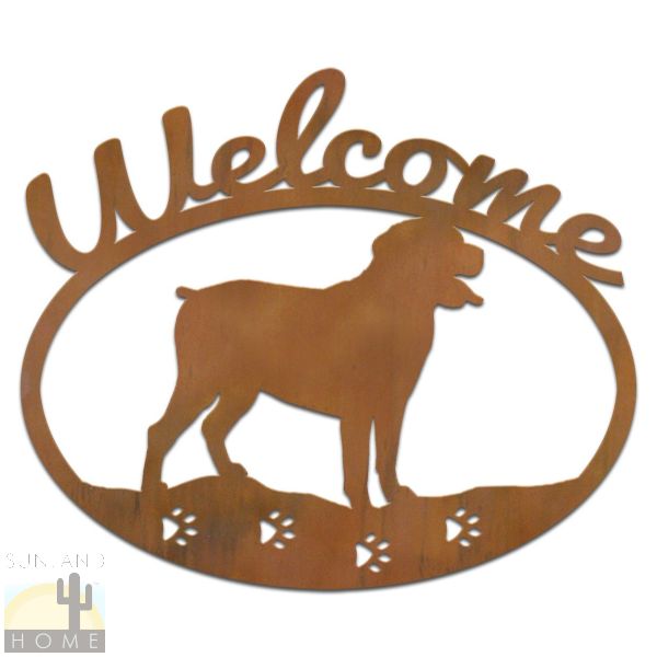 601218 - Rottweiler Dog Breed Metal Welcome Sign Wall Art