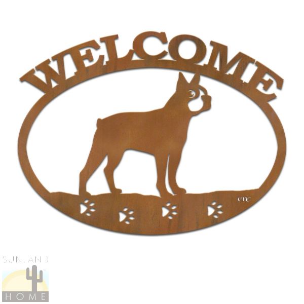601234 - Boston Terrier Metal Welcome Sign Wall Art