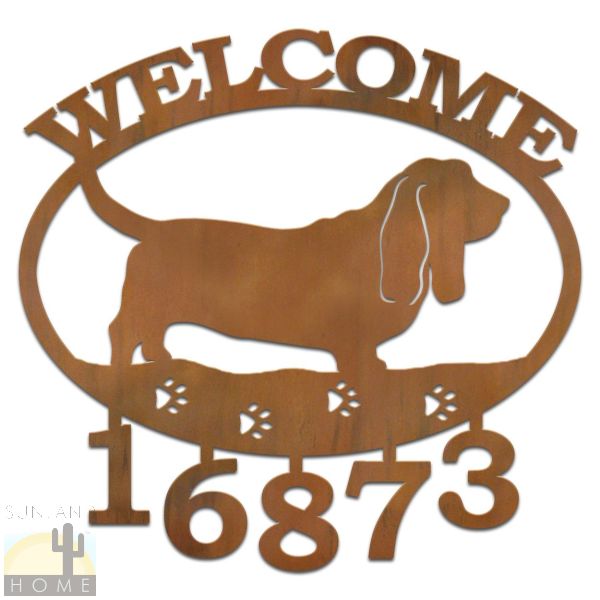 601301 - Basset Hound Dog Welcome Custom House Numbers