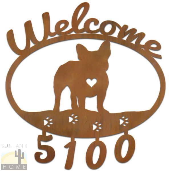 601308 - French Bulldog Welcome Custom House Numbers