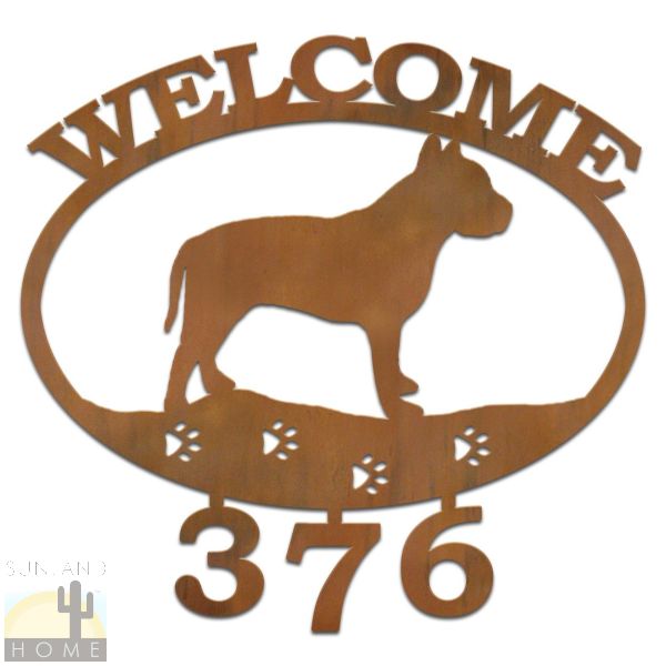601314 - Pitbull Dog Breed Welcome Custom House Numbers