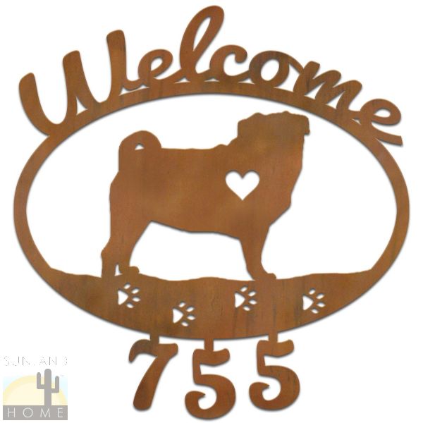601317 - Pug Dog Breed Welcome Custom House Numbers