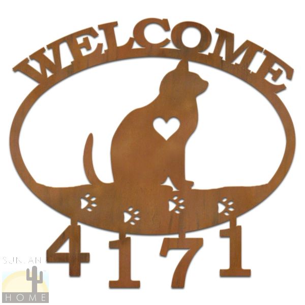 601320 - Seated Feline Welcome Custom House Numbers Wall Art