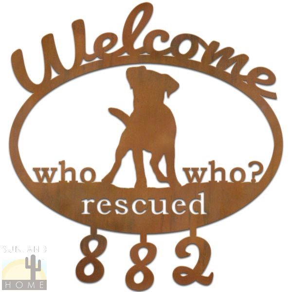 601321 - Adopted Dog Welcome Custom House Numbers Wall Art