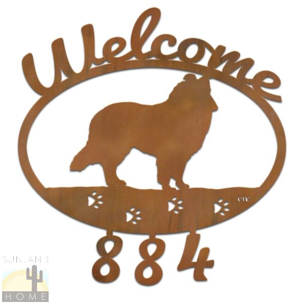 601359 - Shetland Sheepdog Welcome Custom House Numbers