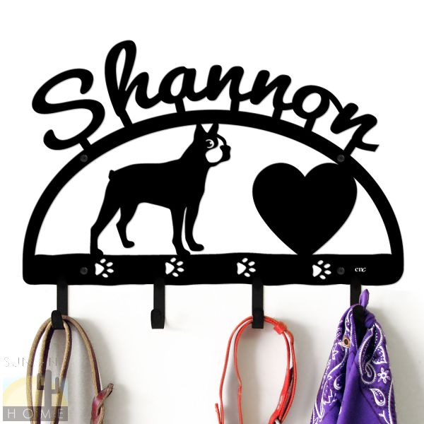 601534 - 18in Boston Terrier Dog Personalized Dog Leash Wall Hooks