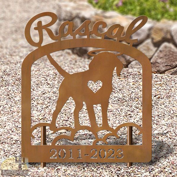 601702 - 16in W x 19in H Beagle Personalized Dog Breed Upright Outdoor Metal Pet Memorial in Black or Rust
