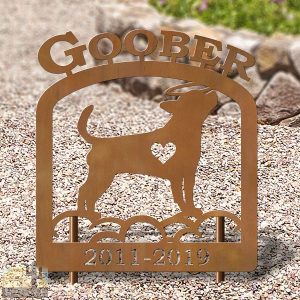 601704 - 16in W x 19in H Chihuahua Personalized Dog Breed Upright Outdoor Metal Pet Memorial in Black or Rust