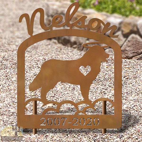601730 - 16in x 19in Bernese Mountain Dog Personalized Upright Outdoor Metal Dog Memorial in Black or Rust