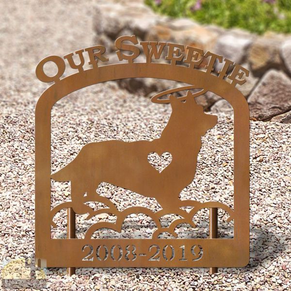 601742 - 16in x 19in Cardigan Welsh Corgi Personalized Upright Outdoor Metal Dog Memorial in Black or Rust