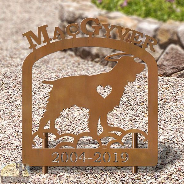 601744 - 16in x 19in English Springer Spaniel Personalized Upright Outdoor Metal Memorial in Black or Rust