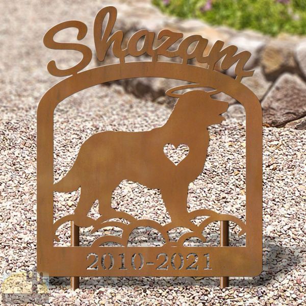 601750 - 16in x 19in Newfoundland Personalized Dog Breed Upright Outdoor Metal Pet Memorial in Black or Rust