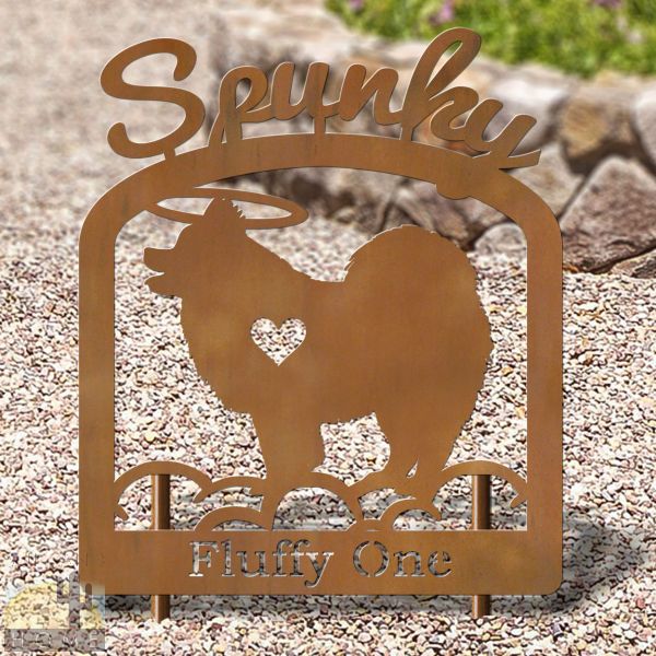 601752 - 16in x 19in Pomeranian Personalized Dog Breed Upright Outdoor Metal Pet Memorial in Black or Rust