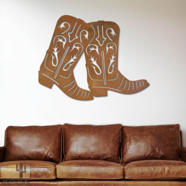 602005 - 44in Cowboy Boots XL Metal Wall Art