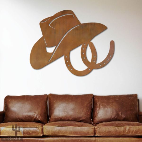 602016 - 44in Hat and Horseshoes XL Metal Wall Art