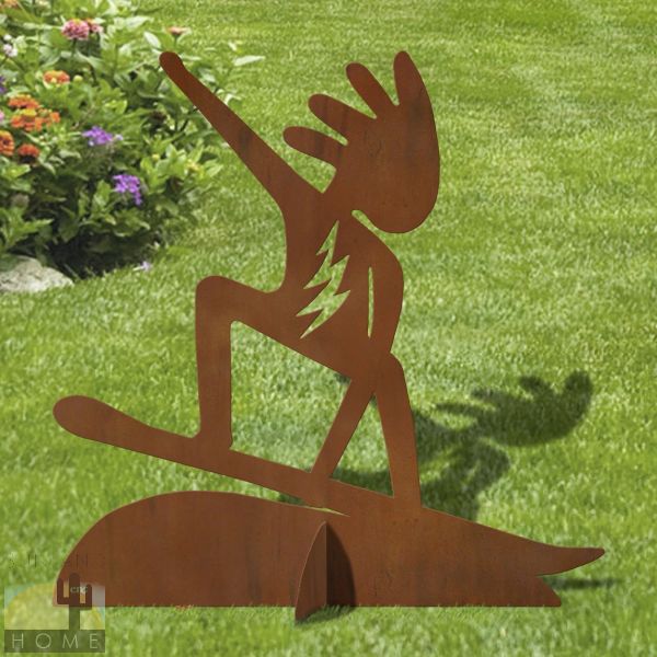 603025 - 36in H Kokopelli Snowboarder Metal Garden - Yard Art
