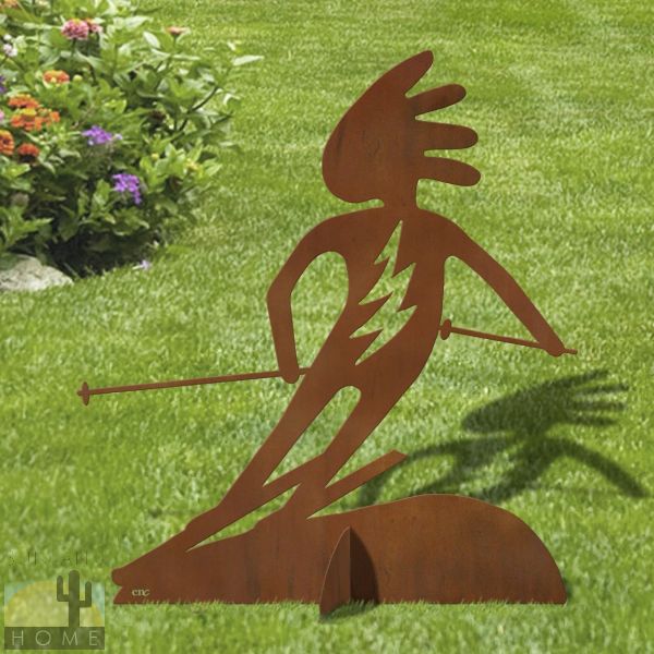 603026 - 36in H Kokopelli Skier Metal Garden Statue Yard Art