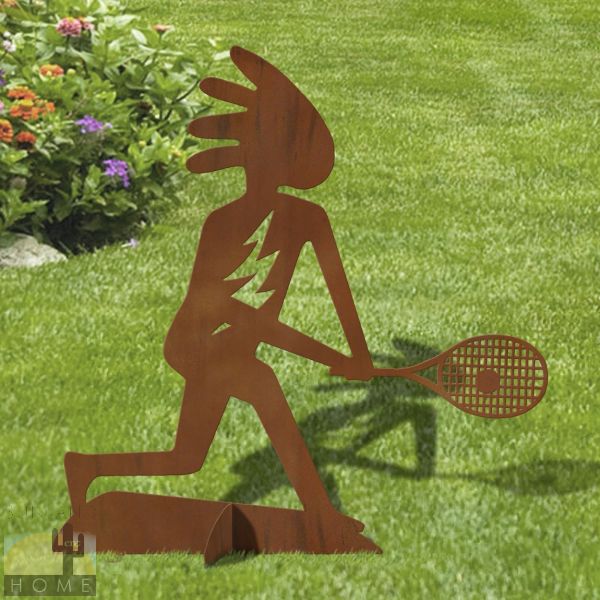 603030 - 36in H Kokopelli Tennis Player Metal Garden - Yard Art