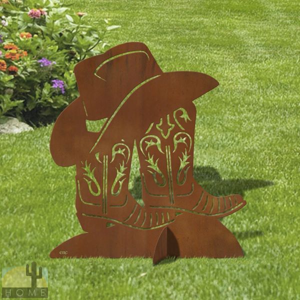603048 - 30in H Boots Hat Metal Garden Statue Yard Art
