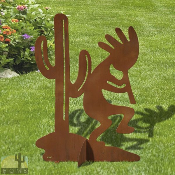 603054 - 36in H Kokopelli Cactus Metal Garden Statue Yard Art