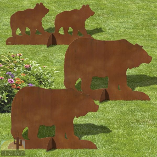 603244 - 3-Piece Bear Family of Four Metal Garden - Yard Art