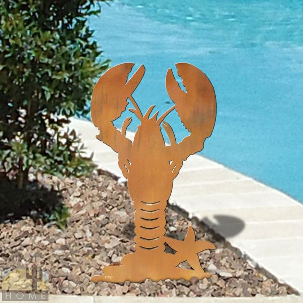 603407 - 18in or 24in Rust Metal Garden Art - Lobster