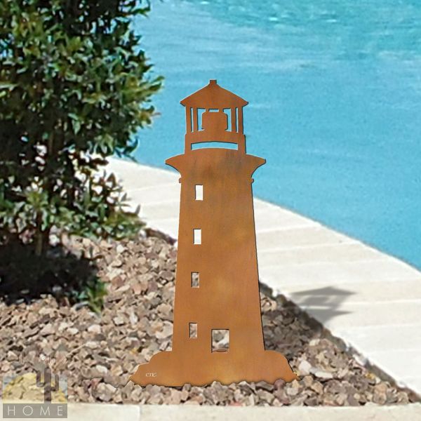 603418 - 18in or 24in Rust Metal Garden Art - Lighthouse