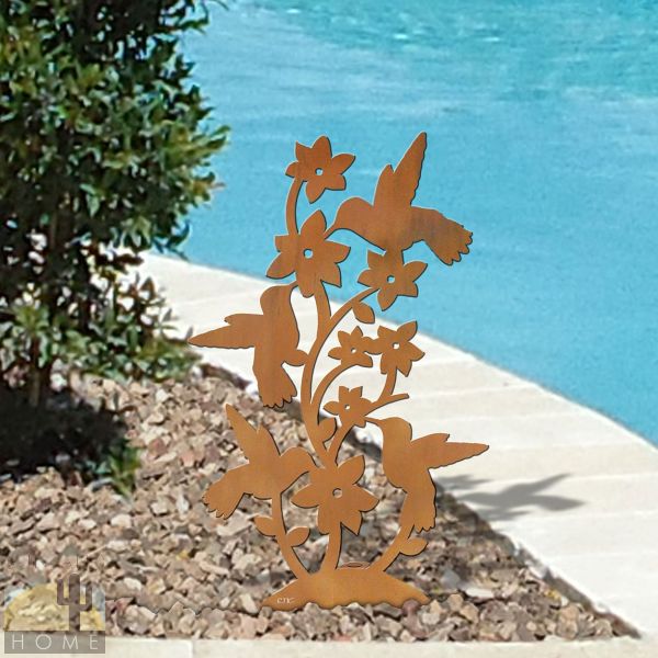 603420 - 18in or 24in Rust Metal Garden Art - Hummingbirds