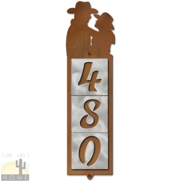 605083 - Cowboy and Cowgirl Metal Tile 3-Digit Vertical House Numbers