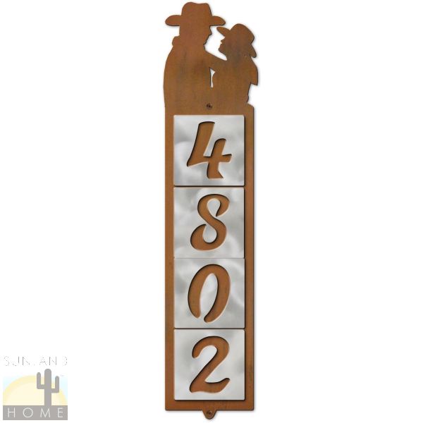 605084 - Cowboy and Cowgirl Metal Tile 4-Digit Vertical House Numbers
