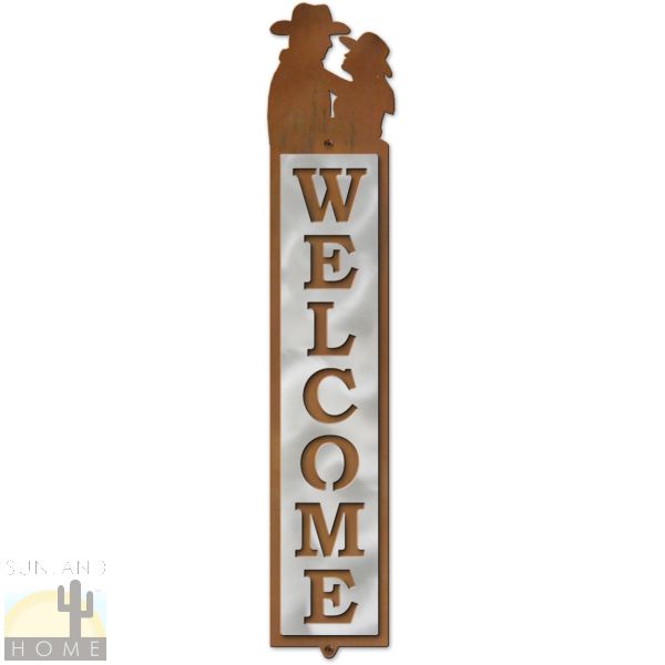 605088 - Cowboy and Cowgirl Metal Art Vertical Welcome Sign