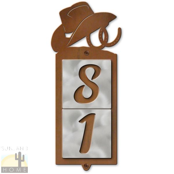 605332 - Hat and Horseshoes Metal Tile 2-Digit Vertical House Numbers
