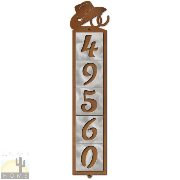605335 - Hat and Horseshoes Metal Tile 5-Digit Vertical House Numbers