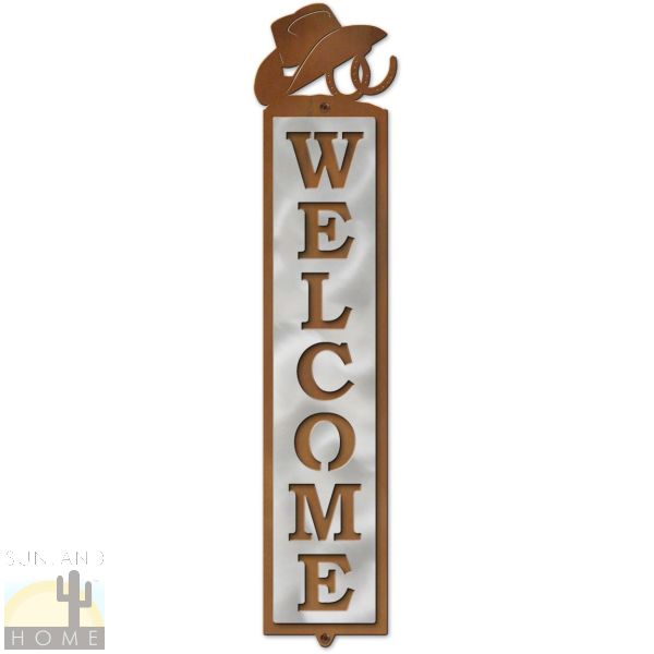 605338 - Hat and Horseshoes Metal Art Vertical Welcome Sign