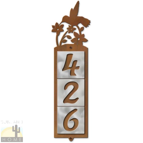 605353 - Hummingbird Metal Tile 3-Digit Vertical House Numbers