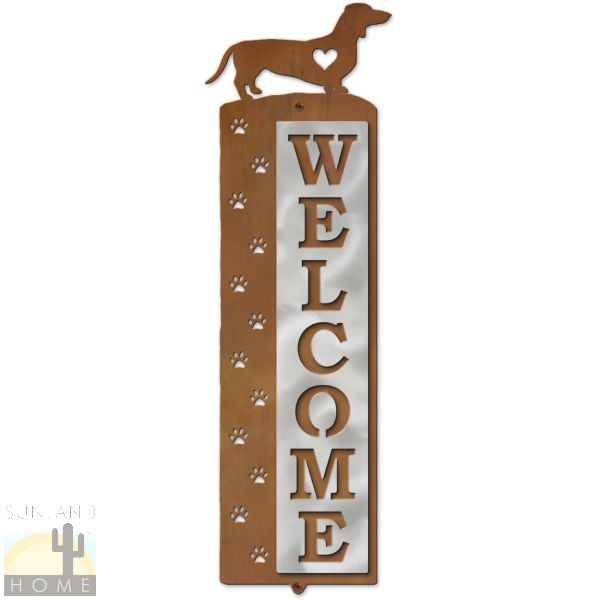 606188 - Dachshund Dog Tracks Metal Art Vertical Welcome Sign