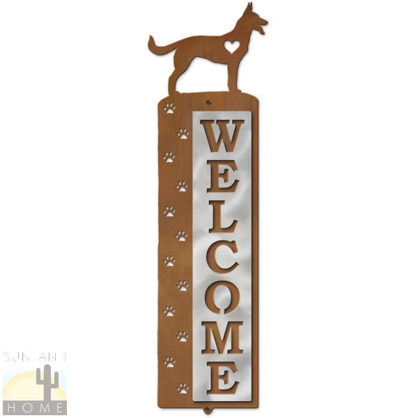 606228 - German Shepherd Dog Tracks Metal Art Vertical Welcome Sign