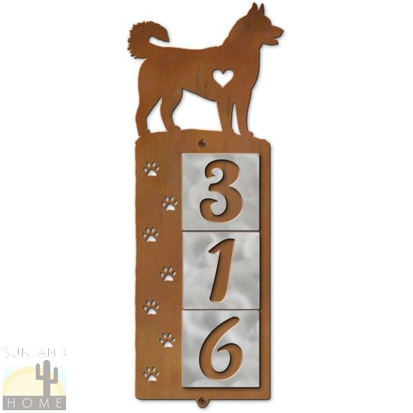 606243 - Husky Dog Tracks 3-Digit Vertical House Numbers