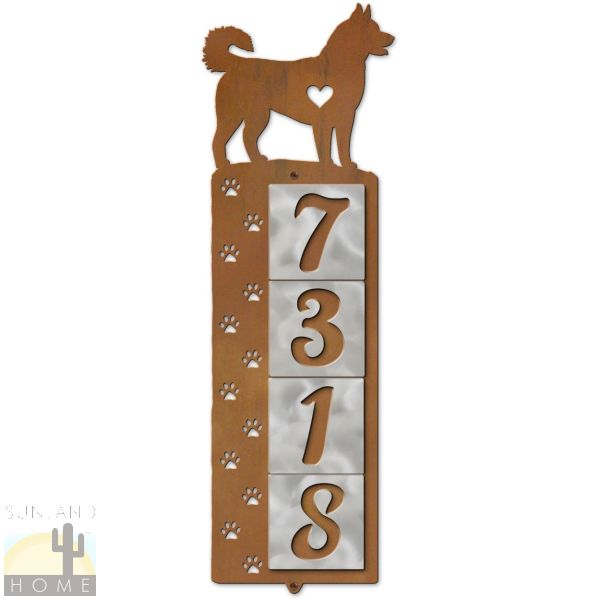 606244 - Husky Dog Tracks 4-Digit Vertical House Numbers