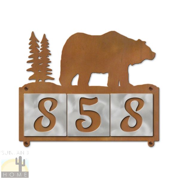 607023 - Bear Scene 3-Digit Horizontal 4in Tile House Numbers