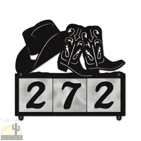 607033 - Hat and Boots 3-Digit Horizontal 4in Tile House Numbers