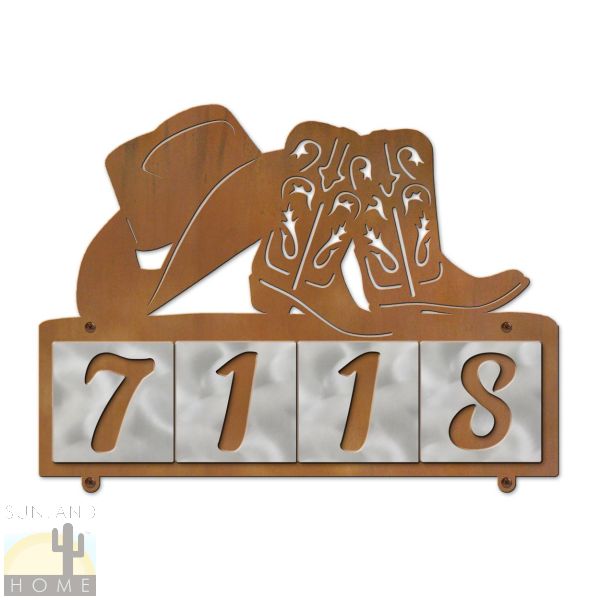 607034 - Hat and Boots 4-Digit Horizontal 4in Tile House Numbers